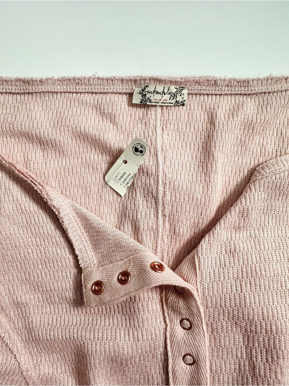 Free People We The Free Sloane Pink Henley Bodysuit NWT Thumbhole Top